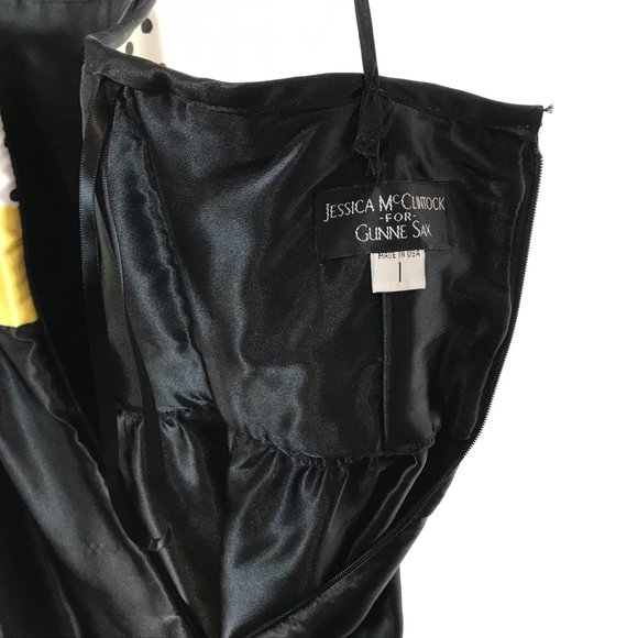 Womens Size 0 Jessica McClintock for Gunne Sax Micro Polka Dot Satin Mini Dress - Picture 4 of 4